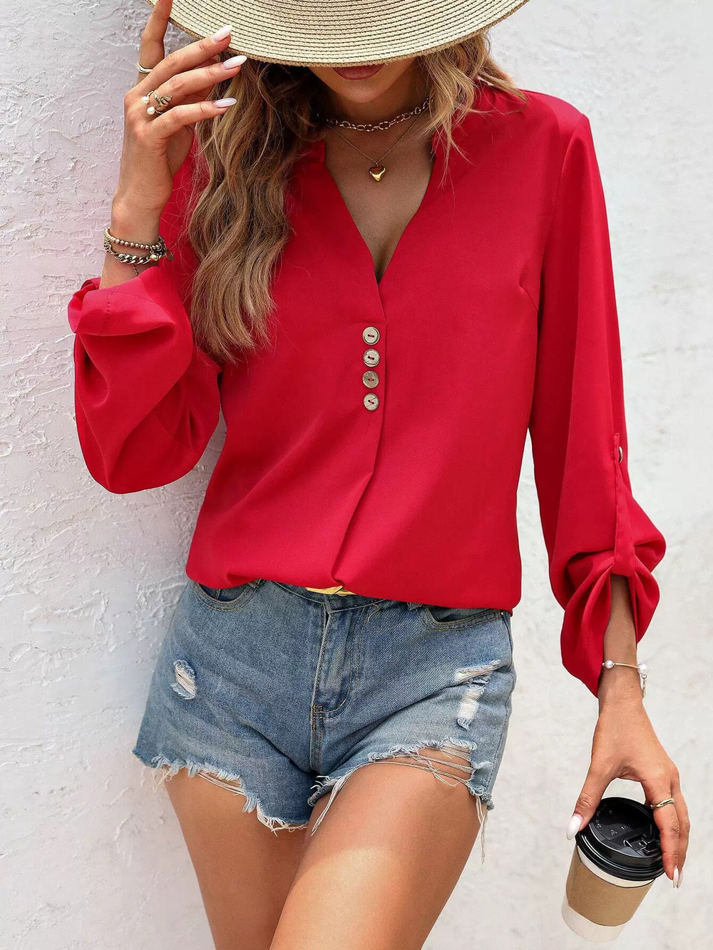 ZARA Spring Summer Sexy Collared Long Sleeve Blouse Office